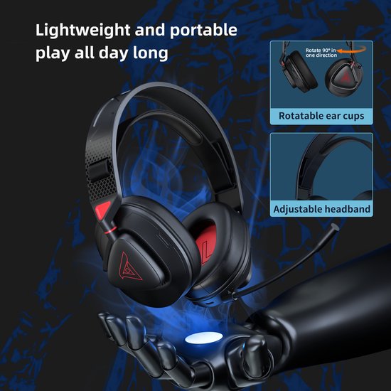 TAIDU THS318 2.4GHz Draadloze Gaming Headset - Over ear koptelefoon - met microfoon - Geschikt voor PS4/PS5, Nintendo Switch - Zwart
