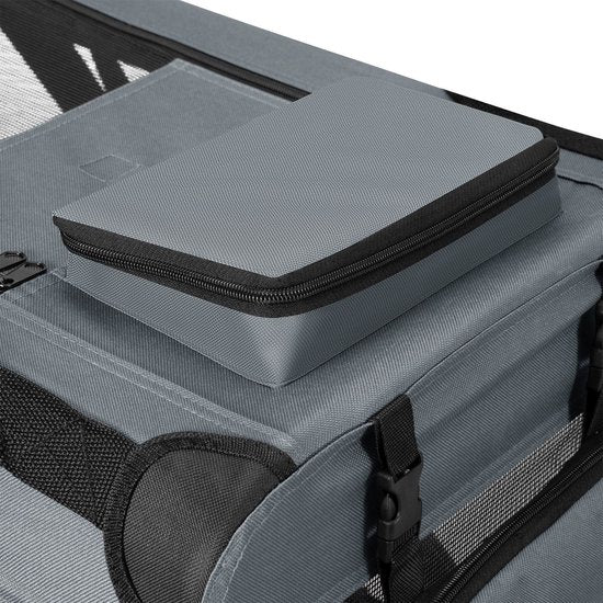 Juskys – Lassie Hondentransportbox – 60 x 42 x 44 cm – Voorzien Van Uitneembaar Kleed En Inklapbaar Frame – Voor Kleine En Middelgrote Honden – Grijs Oxford-Stof