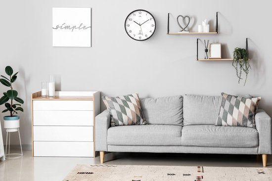 Monzana Wandklok – Radiogestuurd Automatische Analoog Ø31cm - Zwart Wit