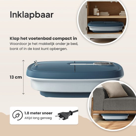 Brixy Voetenbad Automatische Massage - Voetmassage Apparaat - Elektrisch voetbad - Inklapbaar - Verwarmt Tot 48°C - 14L