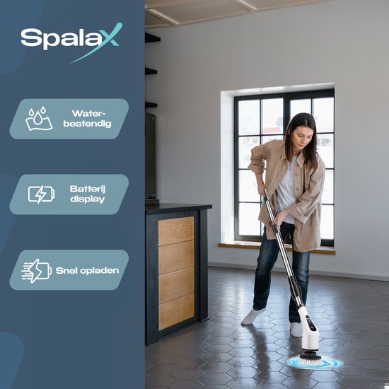Spalax Elektrische Schoonmaakborstel - Schrobborstel - Poetsmachine - Schrobmachine - Schrobber met Steel