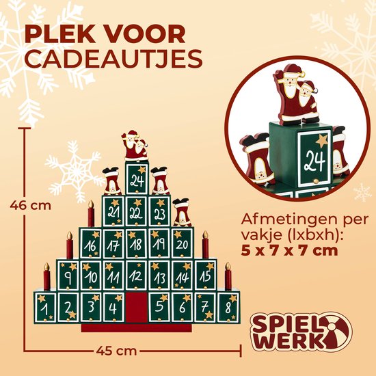 Spielwerk Herbruikbare Adventskalender – Zelf Vulbaar 24 Deurtjes