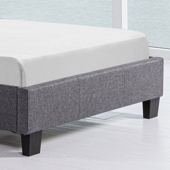 Gestoffeerd Bed Verona - 90 x 200 cm - Grijs - LED Verlichting