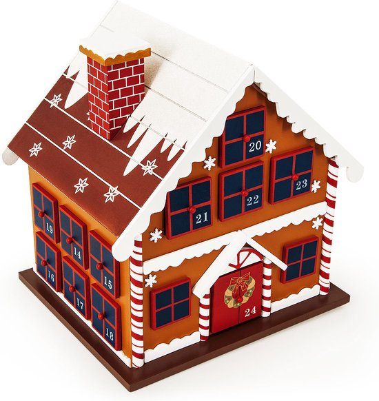 Spielwerk Herbruikbare Adventskalender - Winterhuisje 24 Deuren