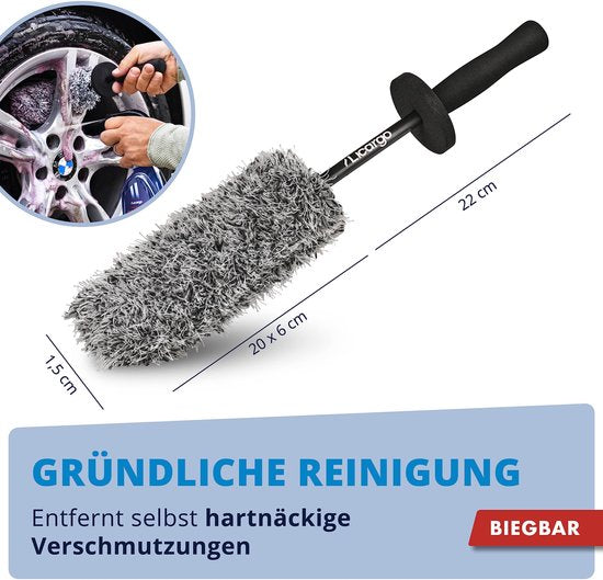 LICARGO® buigzame microvezel velgenborstel - Flexibele borstelkop voor moeilijk bereikbare plekken - Microvezel velgenborstel voor aluminium velgen - Auto velgenborstel - Flexibele velgenreinigingsborstel