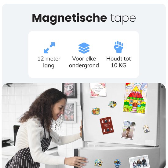 Zelfklevende magneetstrip - 12m - 1cm breed - Magneetstrip - Gereedschap - Messen - Magneten - Magneetband - Magnetische - Whiteboard - Tape zwart