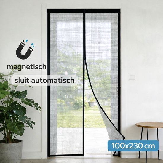 Ceruzo Deurgordijn 100x230 cm – Magnetisch – Vliegengordijn – Zwart- Klittenband