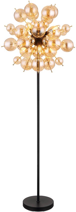 Vloerlamp TOKKI Glas 154.0cm Matt zwart | smoked E14 3-Lichts