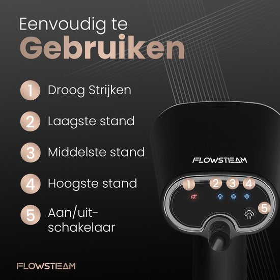 FLOWSTEAM® Luxe Kledingstomer - Handstomer - Stoomapparaat Kleding - Matte Black Edition - Inclusief Opbergzakje