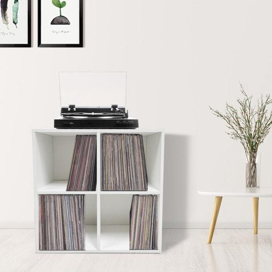 Platen vinyl lp opbergkast - opbergen lp vinyl platen - boekenkast - 4 vakken - wit
