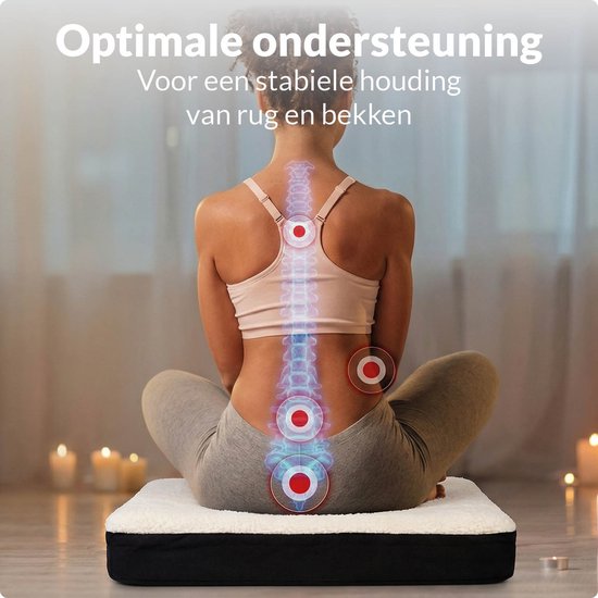 VEX VX-102 Zitkussen met Gel - Ondersteunt de Houding - Foam, Gel, Sherpa en Polyester - Universeel voor Diverse Zitoppervlakken - Wit / Zwart