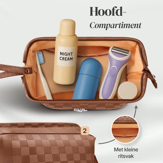 SC Travel Essentials - Toilettas en Make-up Organizer - Waterdicht en Compact - Geschikt voor Reis en Dagelijks Gebruik - Unisex - Brown