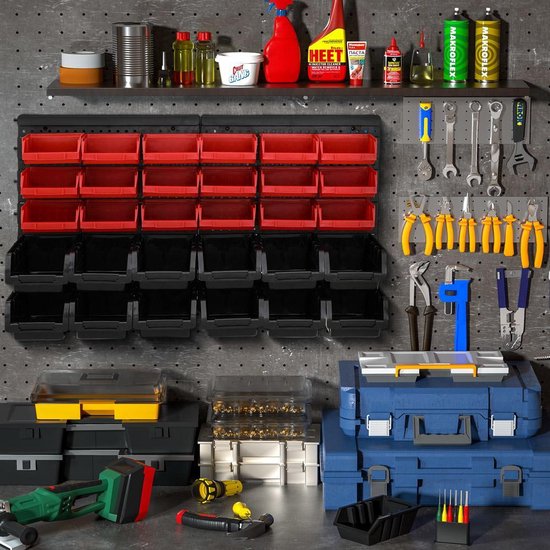 Monzana Wandrek - Stapelboxen 32 delig 64x38cm - Zwart