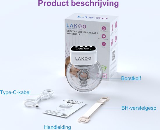 LAKOO Pro 1 Borstkolf - Draadloze Elektrische - Hansfree - borstkolven