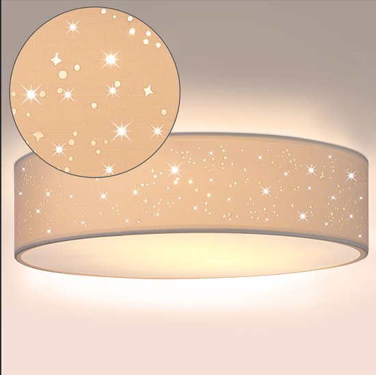 Monzana Plafondlamp - Sterrenhemel Rond 38cm 40 Watt Stof - Wit