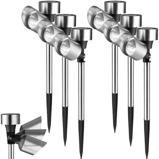 Monzana Set van 6 LED-zonne - tuinlicht - Roestvrij staal