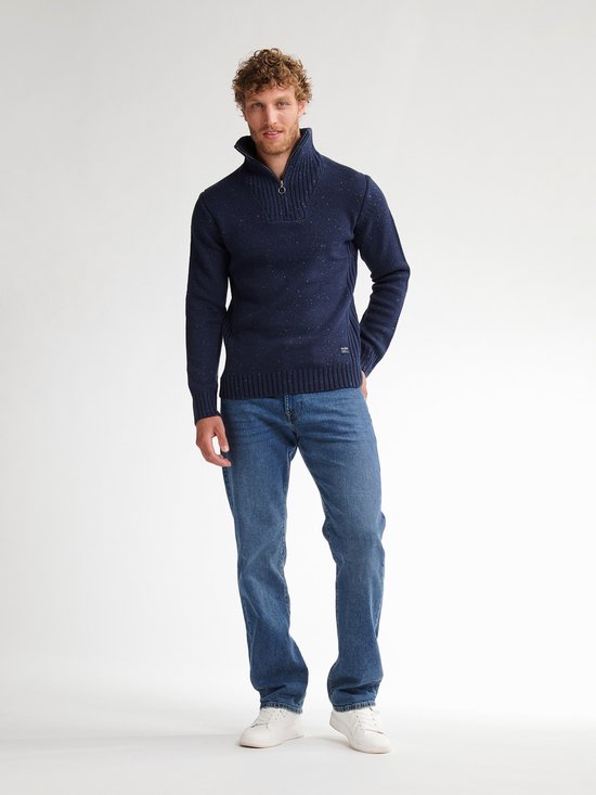 Petrol Industries - Heren Gebreide Half-Zip Trui Denver - Blauw - Maat L