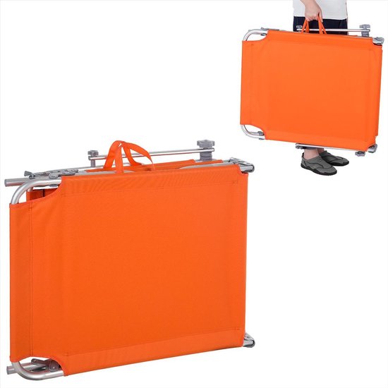 Casaria Ligstoel Ibiza – met Zonnedak - 190x59x29 cm – Oranje