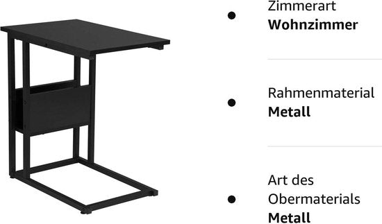 Salontafel - Bijzettafel - Bijzettafel - Loungetafel - Woonkamertafel - Accenttafel - Zwart - 55x36x59.5cm