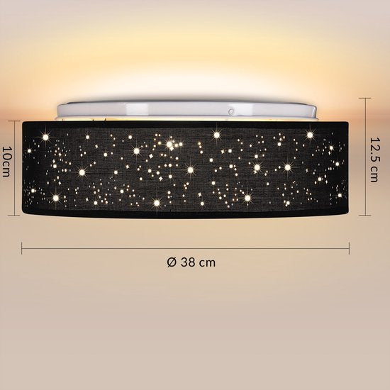 Monzana Plafondlamp - Sterrenhemel Rond 38cm 40 Watt Stof - Zwart