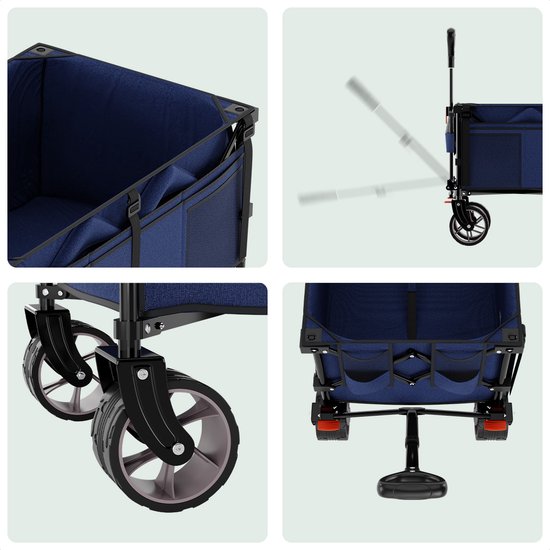 LifeGoods Bolderkar - XL - Opvouwbaar - 200L - 100KG Draagkracht - Blauw