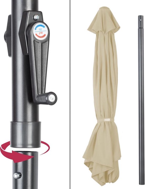 Kingsleeve Parasol Ø300cm - UV-bescherming 50+/ Slinger - Beige