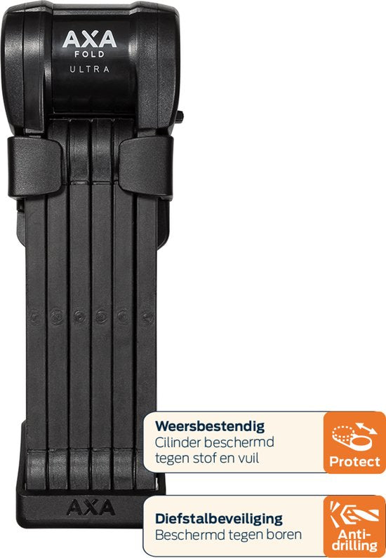 AXA Fold Ultra 90 ART 2 Vouwslot – Fietsslot met Keurmerk – Premium Slot voor Elektrische Fiets, Fatbike en Bakfiets – Vouwslot met Houder en Sleutelservices – 90 cm