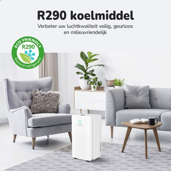 Bloomfold Luchtontvochtiger - 12L per Dag - Incl. Was-droog Functie - Geschikt voor Woonkamer, Slaapkamer, Kelder & Badkamer - Dehumidifier - Wit