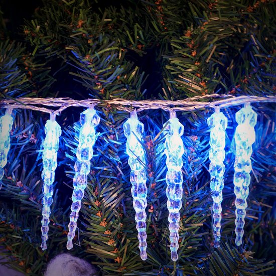 Monzana Kerstverlichting 80 LED´s - Ijspegels 5m Kabel - IP44 Blauw
