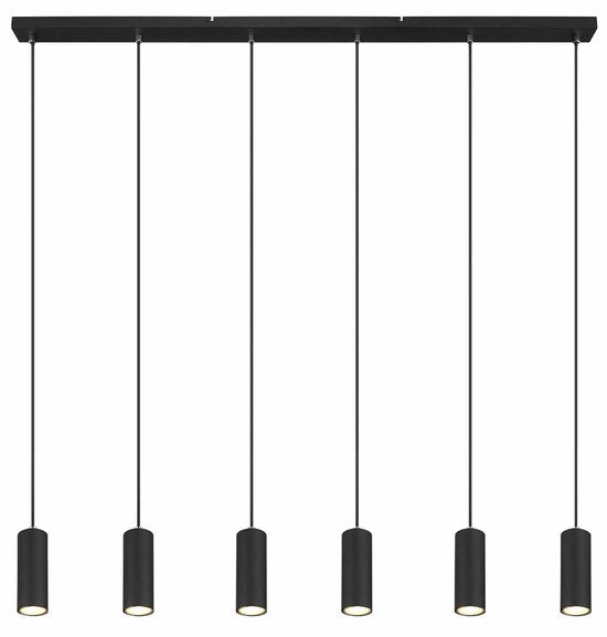 Globo - hanglamp - Robby - zwart - metaal - grote eettafellamp - GU10 - 57911-6HB
