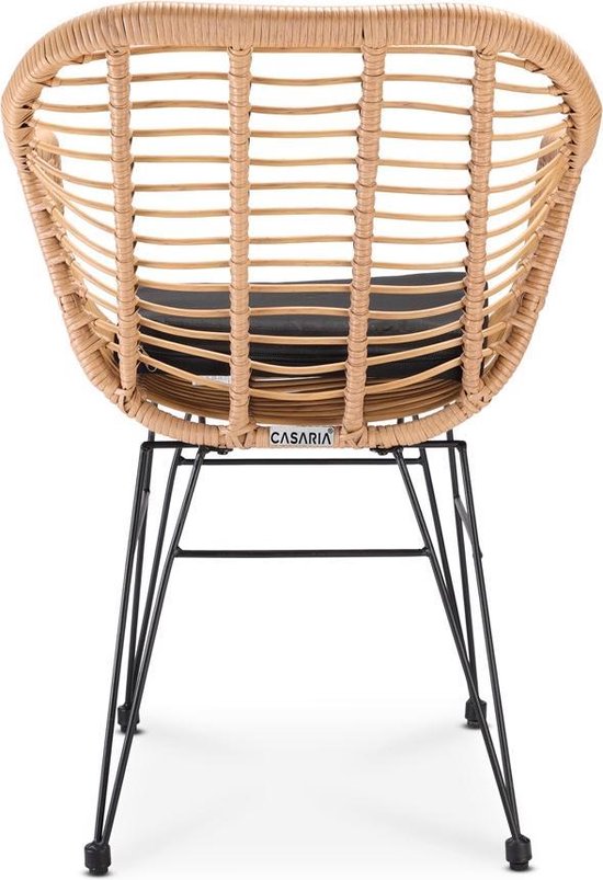 Casaria Poly Rieten Stoelen – 2 Stuks – Naturel – Comfortabel - Weerbestendig