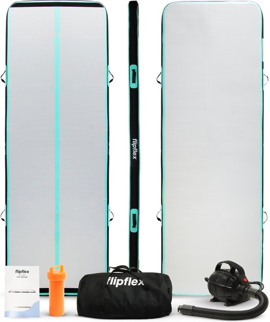 Flipflex Airtrack - Turnmat - 3 Meter - 10cm Dik - Gymnastiekmat - Inclusief 600W Miniblower - Met Luxe Draagtas - Turnen