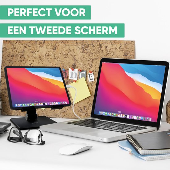 Serve Tablet Houder XL Opvouwbaar - Extra Stevig & Stabiel - Zwarte Inklapbare Standaard voor Tafel of Bureau - Zwart