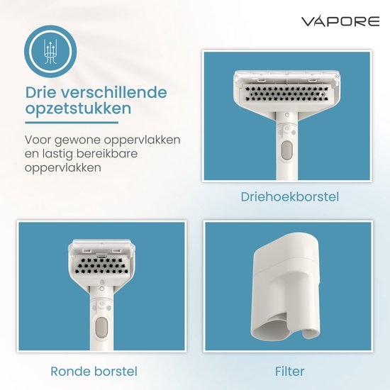 Vapore Vlekkenreiniger – 1200W – Tapijten, Meubels & Auto-interieurs – 12.000 Pa Zuigkracht – Zelfreinigend – Flexibele Slang 1,79 m