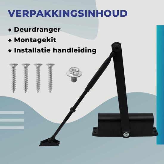 Gtrise Verstelbare Deurdranger - T/M 100KG - Large - Incl bevestigingsset - Hydraulisch - Hoge kwaliteit - Voor binnen & buiten - Veel functies - Deursluiter - Deurveer