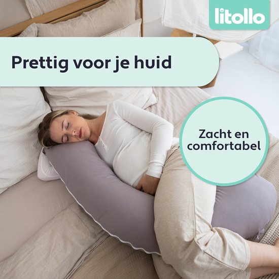 Litollo® Zwangerschapskussen (J-vorm) - Voedingskussen - Lichaamskussen - Zijslaapkussen - Body pillow - Zachte fleece hoes XXL 145cm - Okergeel