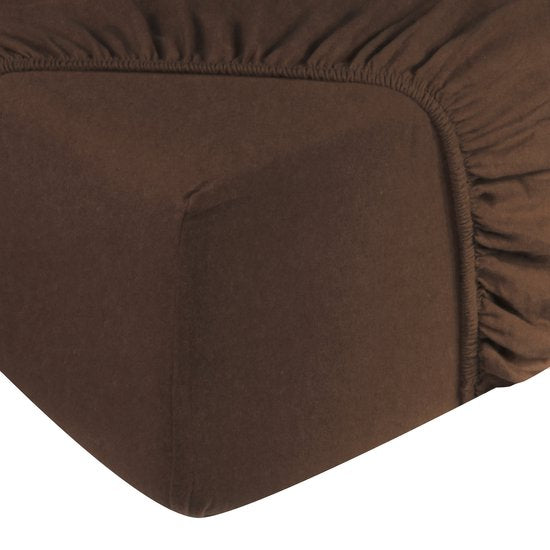 DoubleDry Hoeslaken Flanel 180x200 cm - 100% Zacht Katoen - Rondom Elastiek - Bruin