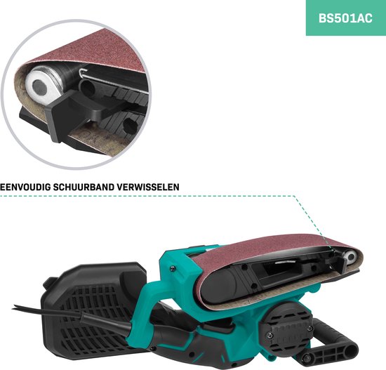 VONROC Bandschuurmachine 710W – Incl. 6 schuurbanden – variabele snelheid