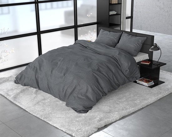 Sleeptime Flanel Jason - Dekbedovertrek - Eenpersoons - 140x200/220 + 1 kussensloop 60x70 - Antraciet