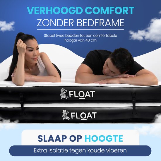 FLOAT Gemina - 3in1 Luchtbed met Elektrische pomp - 190x99x20 cm - Stevig Luchtmatras - Lichtgewicht voor camping - Twee 1 persoons luchtbedden