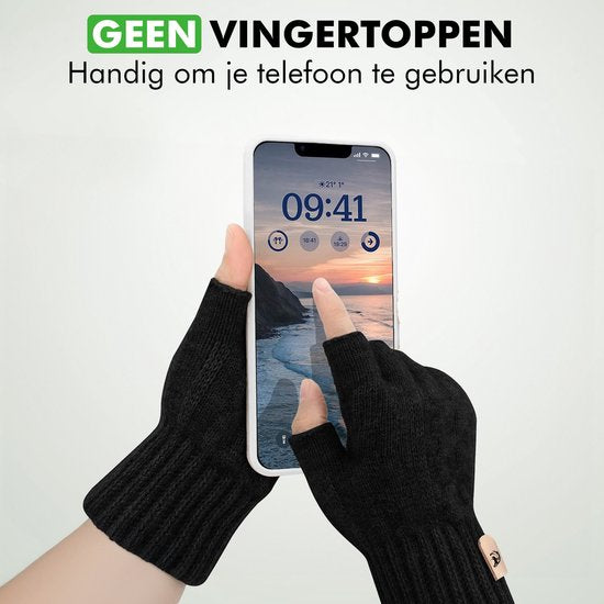 Travelhawk Vingerloze Handschoenen - Dames en Heren - Handschoenen zonder Vingertoppen - One Size Fits Most - Zwart