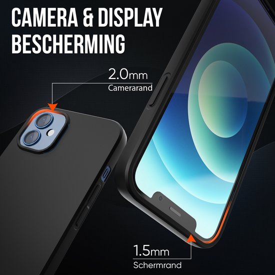 Telefoonhoesje Zwart - Geschikt voor Iphone 12 - Hoesje en Screenprotector - Beschermglas