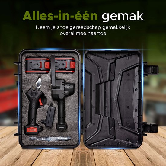 Qualitá® Elektrische Snoeischaar - 2 in 1 Qualitá® Elektrische Snoeischaar - Heggenschaar Accu - Elektrische Snoeischaar - Heggenschaar Elektrisch - Elektrische Heggenschaar - Heggeschaar Electrisch - Takkenschaar - Mini Kettingzaag - Bloemenschaar