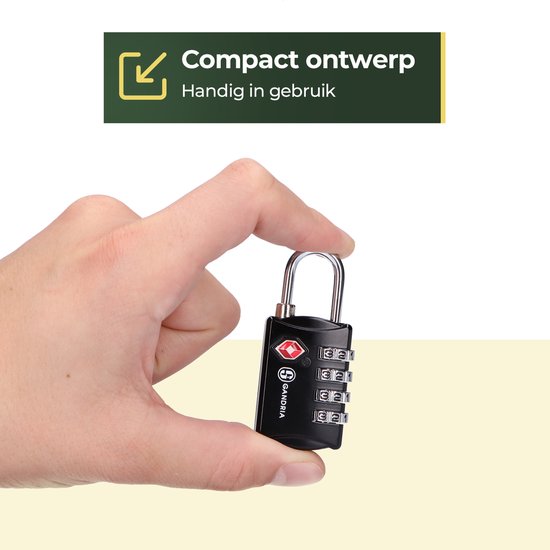 Gandria Hangslot voor op Reis - TSA Slot - Reisslot 2 Stuks - Cijferslot met 4 Cijfers - Kofferslot 4 Cijferig - Zinc Alloy Staal