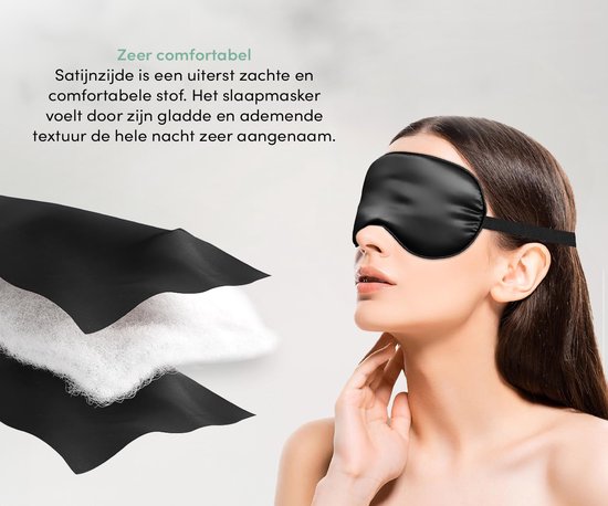 Loti Premium Zijden Slaapmasker + Opbergzakje - 100% Verduisterend Oogmasker - Verstelbaar - Blinddoek - Zijdezacht - Anti-Rimpel – Eye Mask – Sleep Mask – Zwart