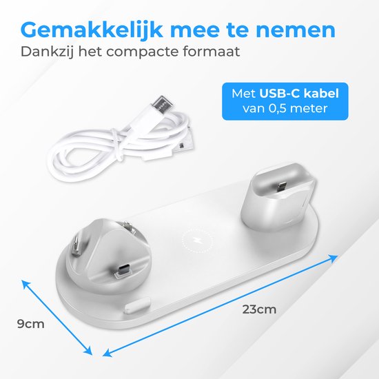 Nuvance - 6 in 1 Draadloze Oplader - Geschikt voor alle Qi Apparaten - Wireless Charger - Draadloze Opladers