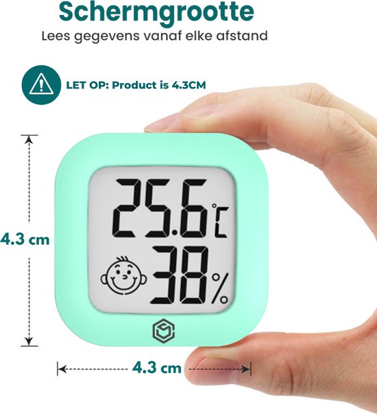 Ease Electronicz Hygrometer - Weerstation - Luchtvochtigheidsmeter - Thermometer Voor Binnen - Incl. Batterij en Plakstrip