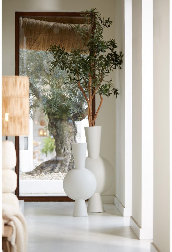 Light & Living Vaas Kavandu - Wit - 37.5x22x81cm - Metaal - Modern - Bloemenvaas - Woondecoratie - Decoratieve vaas voor woonkamer of slaapkamer