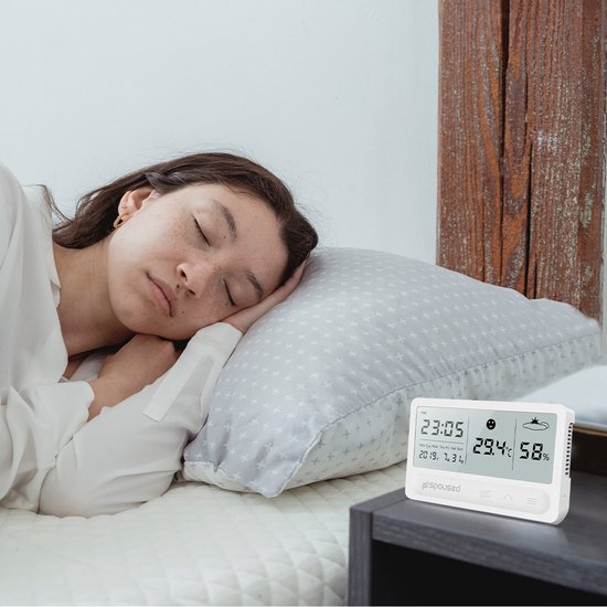 Spoused Digitale Hygrometer - Thermometer voor binnen - Luchtvochtigheidsmeter - Weerstation - Wit
