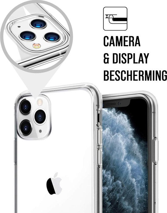 Podec Telefoonhoesje Doorzichtig Geschikt voor iPhone 11 pro max Hoesje Transparant En Screenprotector Beschermglas